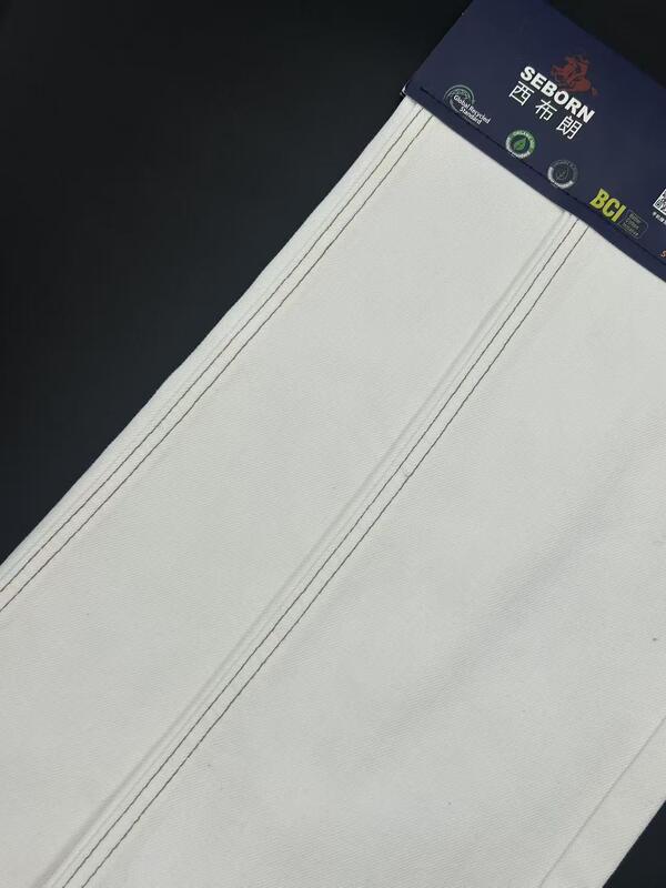 All Seasons White Denim Fabric 100% Cotton Mid Weight Denim Fabric 11.4oz For Custom Jeans And Garments