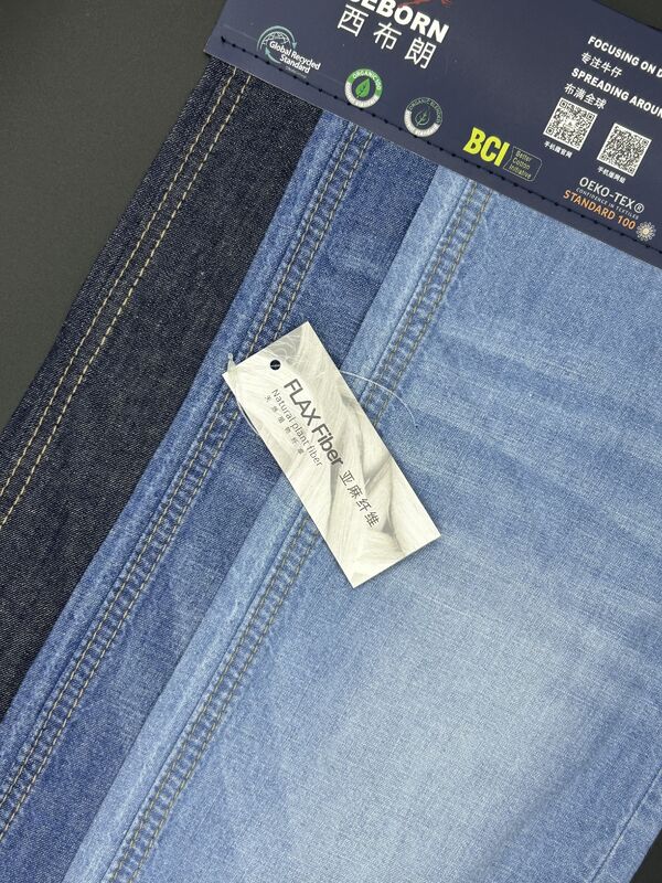 6.2oz Linen Cotton Denim Low Shrinkage Light Weight Denim For Summer Shirts And Resort Wear