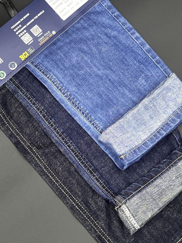 6.8oz Light Weight Denim Fabric Cotton Rayon Blend Luxury Denim Fabric With Gold Thread