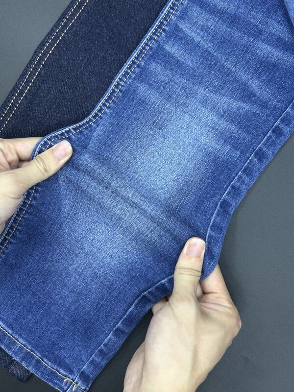 9.7oz Cotton Blend Denim Fabric Dark Blue Lightweight Denim Fabric With Smooth Finish