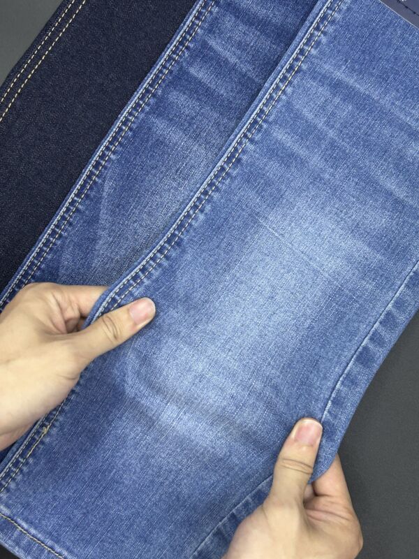 9.7oz Cotton Blend Denim Fabric Dark Blue Lightweight Denim Fabric With Smooth Finish
