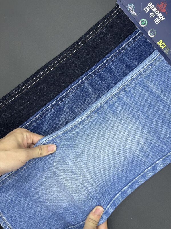 High Stretch Cotton Blend Fabric 12.4oz 420GSM Blue Stretch Denim Fabric OEKO-TEX 100