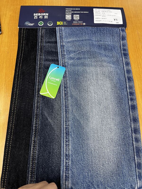 Eco-friendly Dark Blue and Grey Tencel Lyocell Denim Fabric For Fashion Jeans