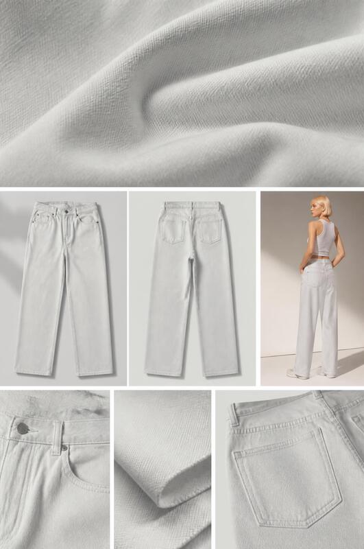 9.6oz High Cotton Lycra 4-Way Stretch Denim Fabric in White for Durable Shape Retention