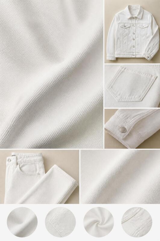11.7oz Weight 4 Way Stretch Denim Fabric with Special Weave in White Color