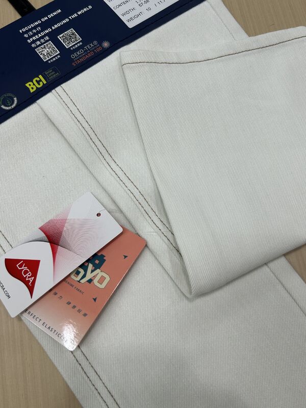 10oz White 4 Way Stretch Denim Fabric with Special Weave for Jeans and Jackets