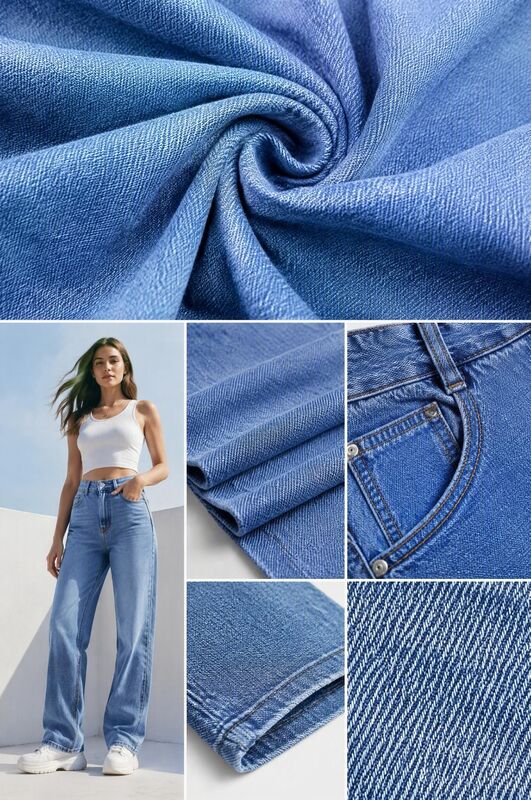 55.6% Lyocell Slight Stretch Denim Fabric with 3/1 Twill Weave in Dark Blue