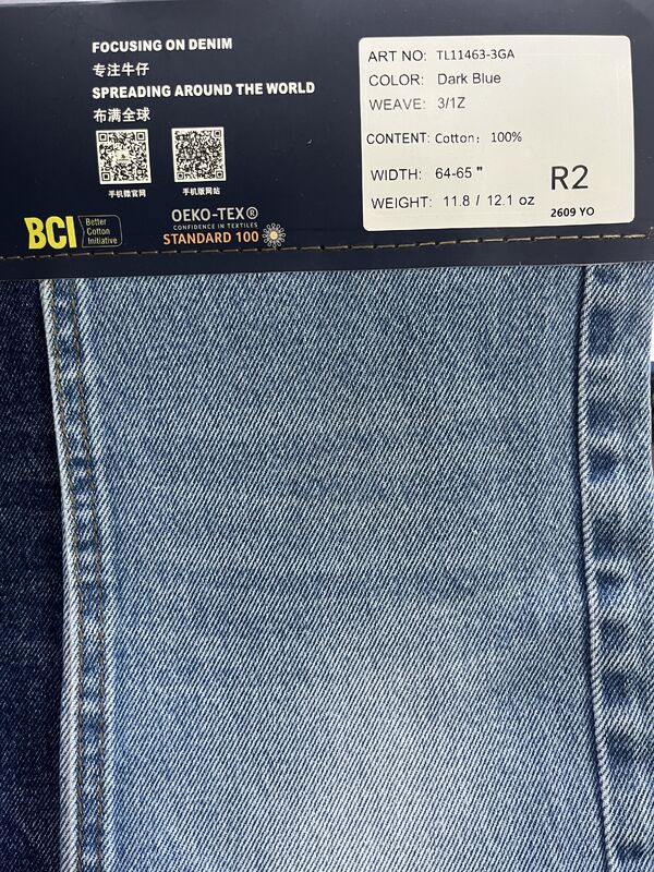 TL11463-3GA 11.8/12.1oz Clean All Cotton Denim | 7S×7S 3/1Z Twill