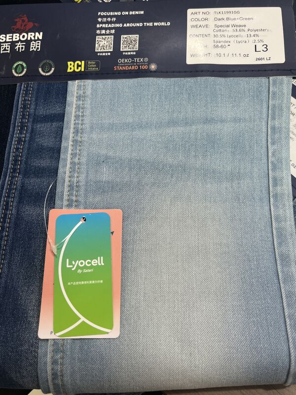 Super Dark Blue Green Undertone 4-Way Stretch Denim Fabric | TLK11991GG Lyocell Blended Versatile Wash Denim