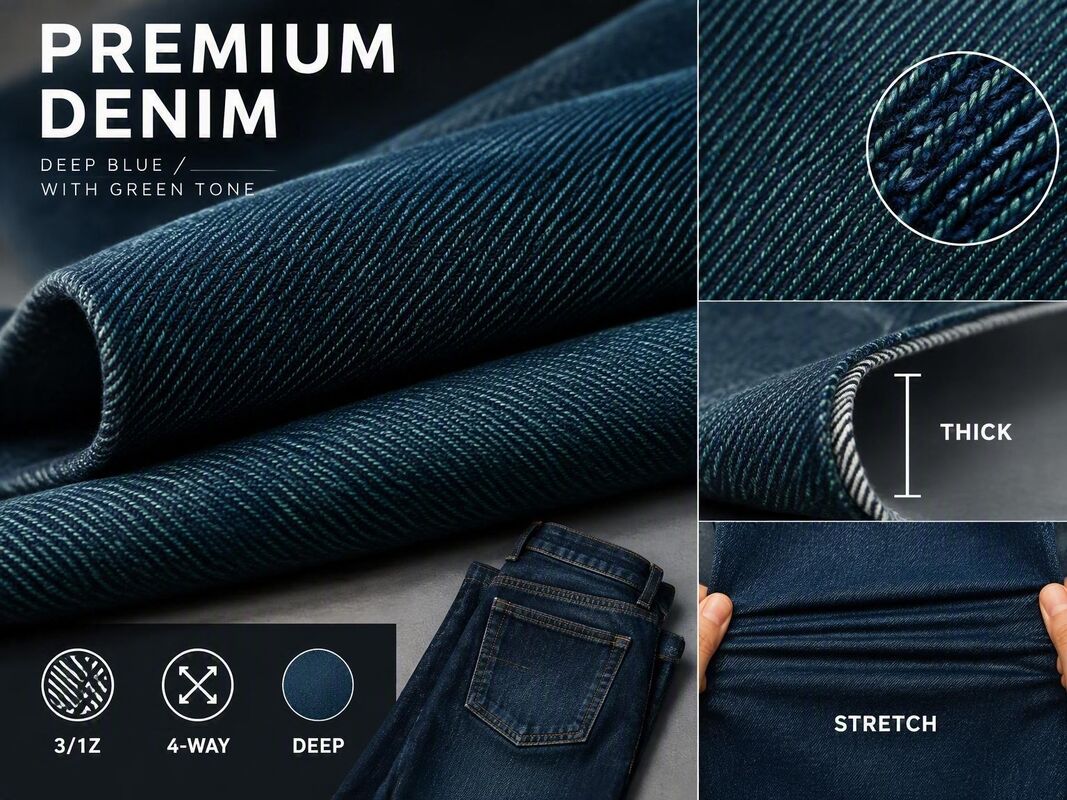 Super Dark Blue Green Undertone 4-Way Stretch Denim Fabric | TLK11991GG Lyocell Blended Versatile Wash Denim