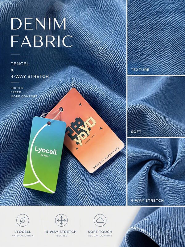 14.7oz Weight 4 Way Stretch Denim Fabric with Special Weave Texture in Grey-Green Colorway