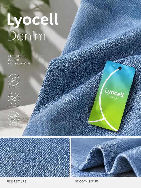 9 oz/yd² Cotton Lyocell Denim Fabric with 3/1 Twill Weave and Extra Wide Width in Dark Blue