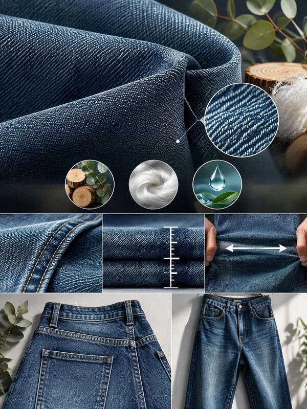 Blue+Green Special Weave 4-Way Stretch Slub Denim Fabric | TLK11515-3GG Slub Textured Denim 
