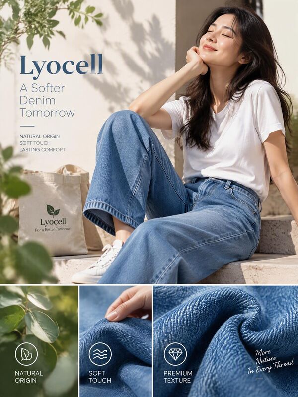 12oz High Lyocell Content Cotton Lyocell Denim Fabric with 3/1 Twill Weave in Dark Blue