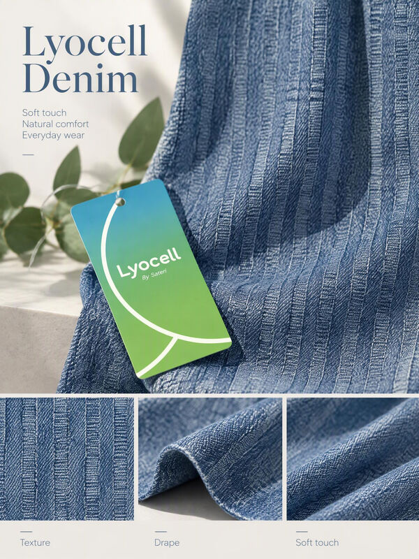 12.7oz Tencel Denim Fabric with Special Weave and Dark Blue Finish for Premium Stretch Comfort