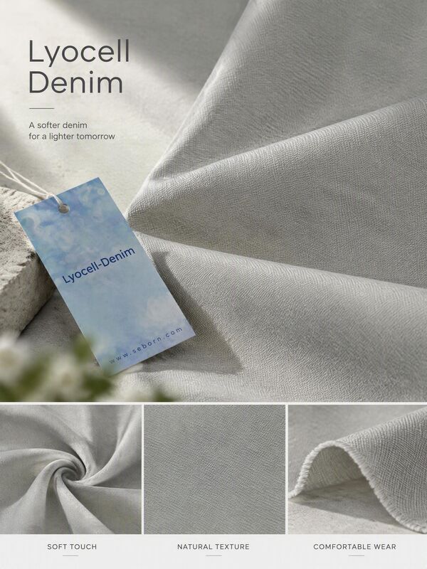 8 oz/yd² Tencel Denim Fabric with 3/1Z Right-hand Twill and 52.4% Lyocell Blend