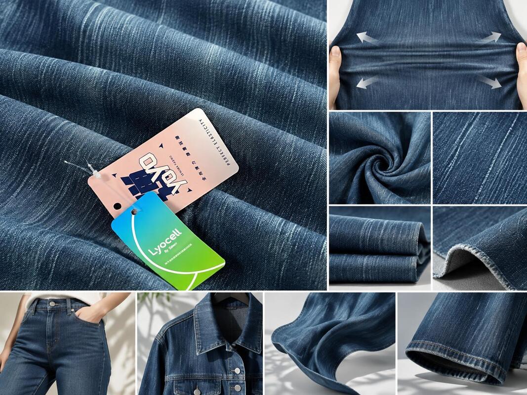 Blue+Green Special Weave 4-Way Stretch Vertical Slub Denim Fabric | TLK11235-1GG Vertical Slub Denim With Lyocell & LYCRA