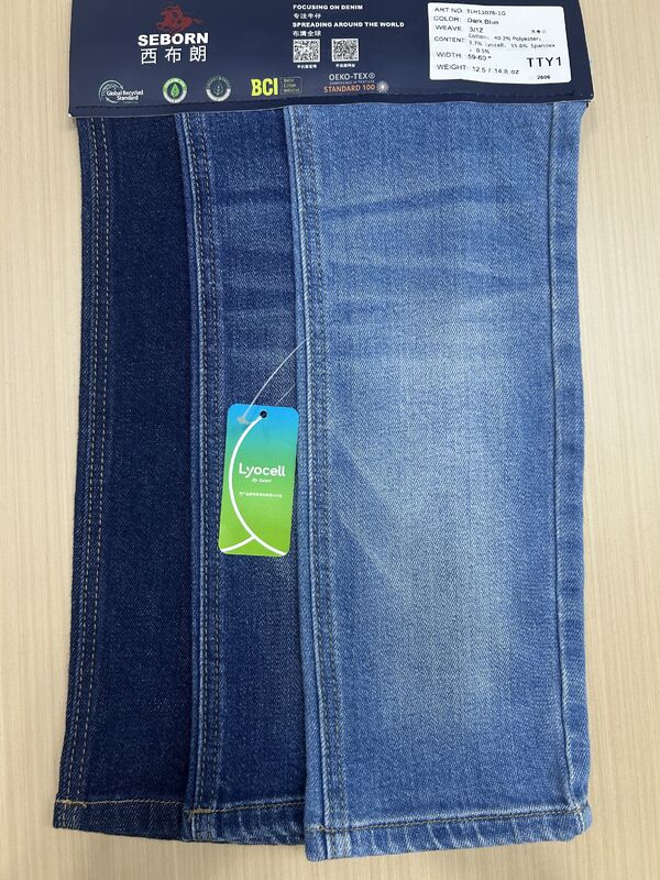 55.6% Lyocell Slight Stretch Denim Fabric with 3/1 Twill Weave in Dark Blue