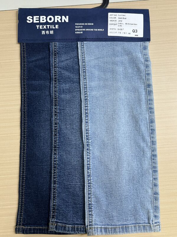 7.5oz 98.6% Cotton 1.4% Spandex Lightweight Stretch Denim Fabric with 2/1Z Twill Weave