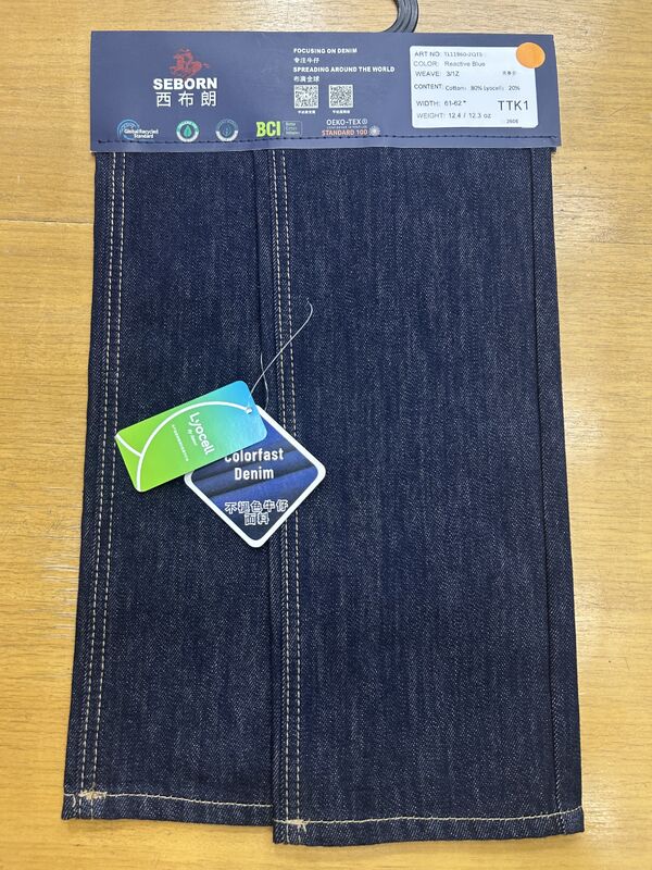 12oz Reactive Blue Cotton-Lyocell Mid-Heavy Denim for Classic Jeans & Casual Apparel