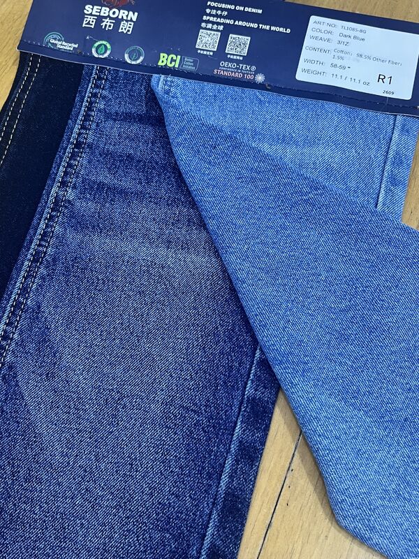 Dark Blue 3/1Z Cotton Denim Fabric | TL1085-8G Versatile Washable Denim With BCI & OEKO-TEX