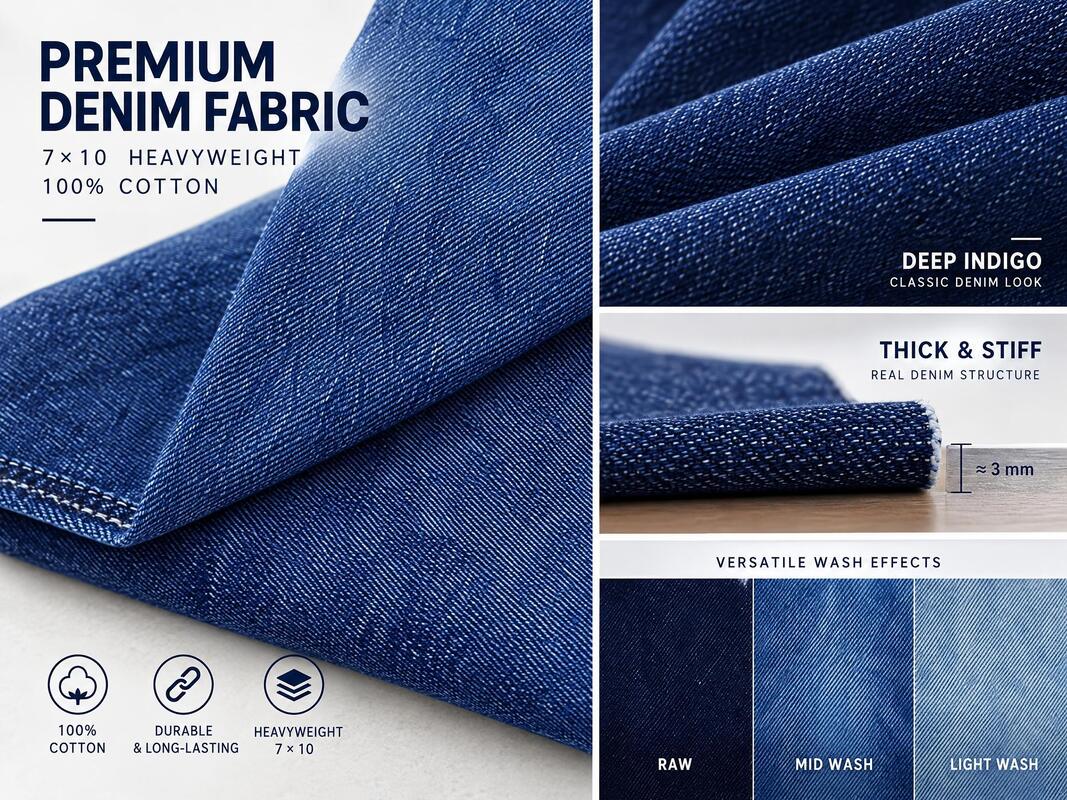 Dark Blue 3/1Z Cotton Denim Fabric | TL1085-8G Versatile Washable Denim With BCI & OEKO-TEX