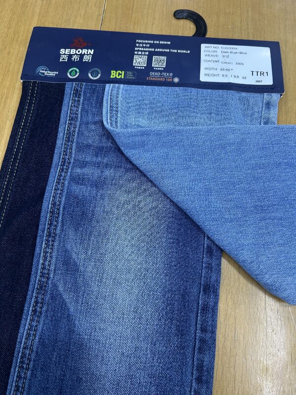 TL11723TA 9.9oz Cross & Vertical Slub All Cotton Denim Fabric BCI & OEKO-TEX Certified