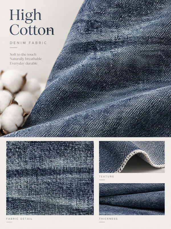 12.1oz High Cotton 3/1 Twill Stretch Denim Fabric with Extra Wide Width in Dark Blue+Black