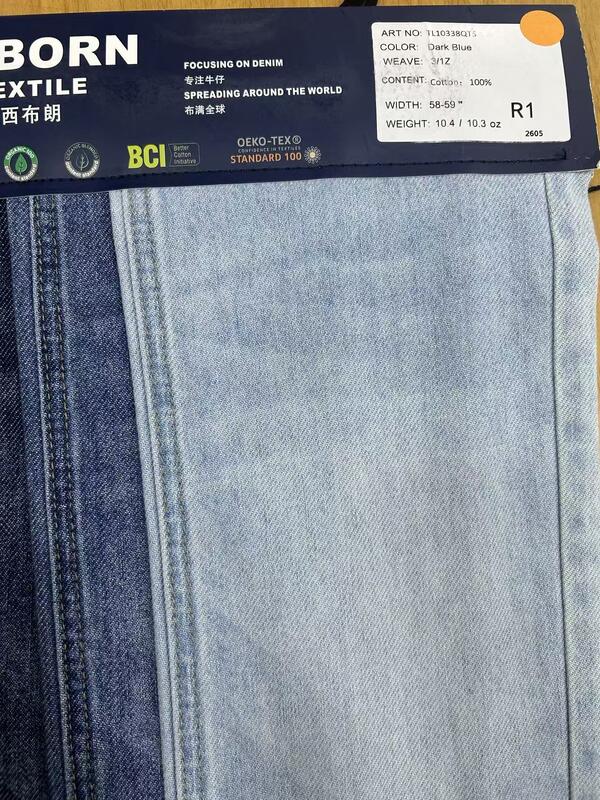 10.4oz 3/1Z Twill Cotton Denim Fabric BCI & OEKO-TEX Certified Textured Denim