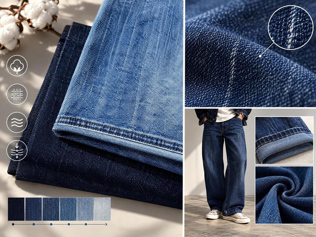 12.3oz Pre-wash Weight Cotton Denim Fabric with Vertical Slub Texture and BCI & OEKO-TEX Certification