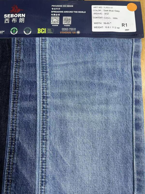 TL7015-1T 10.8/11.2oz Dark Blue+Grey All Cotton Denim Fabric with 3/1Z Twill and BCI & OEKO-TEX Certification