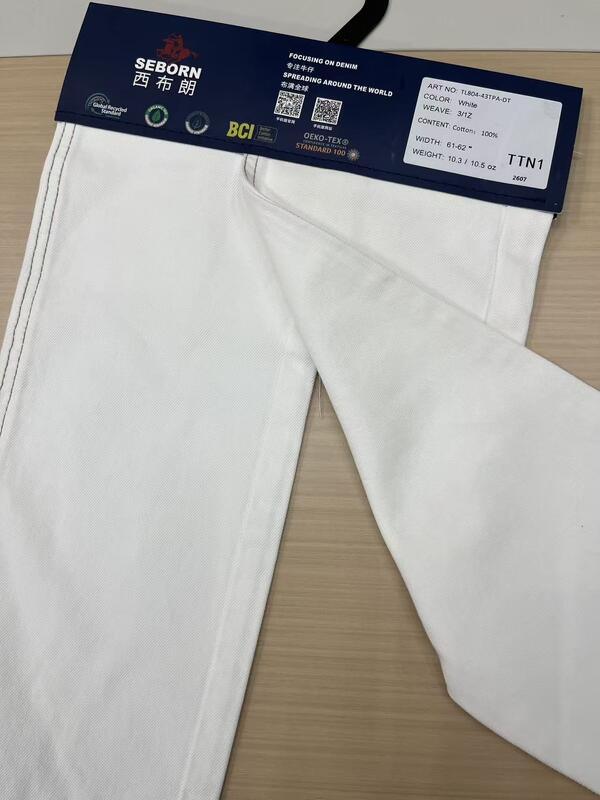 10.3oz 100% Cotton White Denim Fabric BCI & OEKO-TEX Certified for Premium Apparel