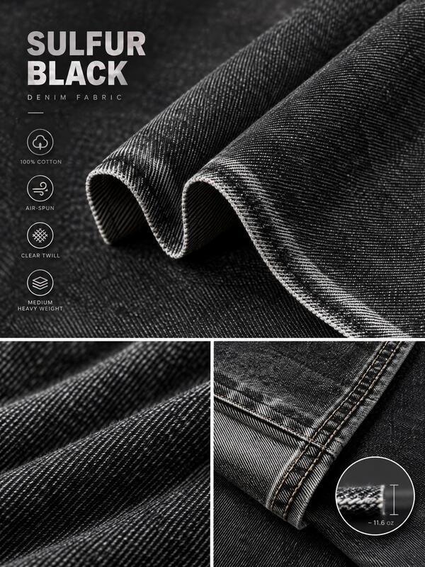 11.3oz Sulphur Black 100% Cotton Denim Fabric with 3/1Z Twill for Vintage Apparel