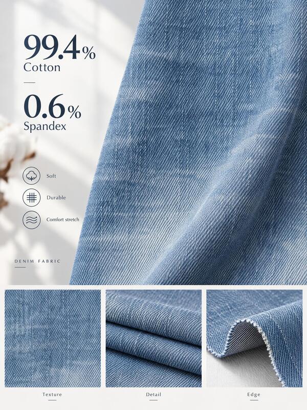 8.3oz Lightweight 99.4% Cotton Stretch Denim Fabric with 3/1 Twill Weave for Spring-Summer Wear