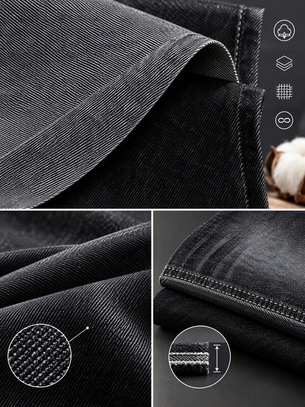 12.3oz Mercerized Black Heavy Denim Fabric with 7S×7S Yarn Count for Premium Apparel
