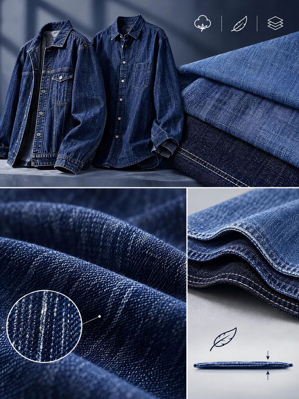 9.9oz Dark Blue Vertical Slub Denim Fabric | 10S×8S 2/1Z Twill Denim for Jacket & Shirt TL9170A-85QTS