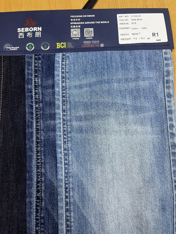 7.9oz Lightweight Dark Blue Denim Fabric | 10S×12S Ring Spun Bold Vertical Slub Denim for Jacket & Shirt TL7300-3T