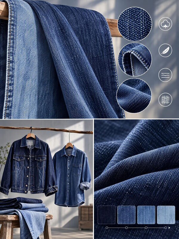 7.9oz Lightweight Dark Blue Denim Fabric | 10S×12S Ring Spun Bold Vertical Slub Denim for Jacket & Shirt TL7300-3T