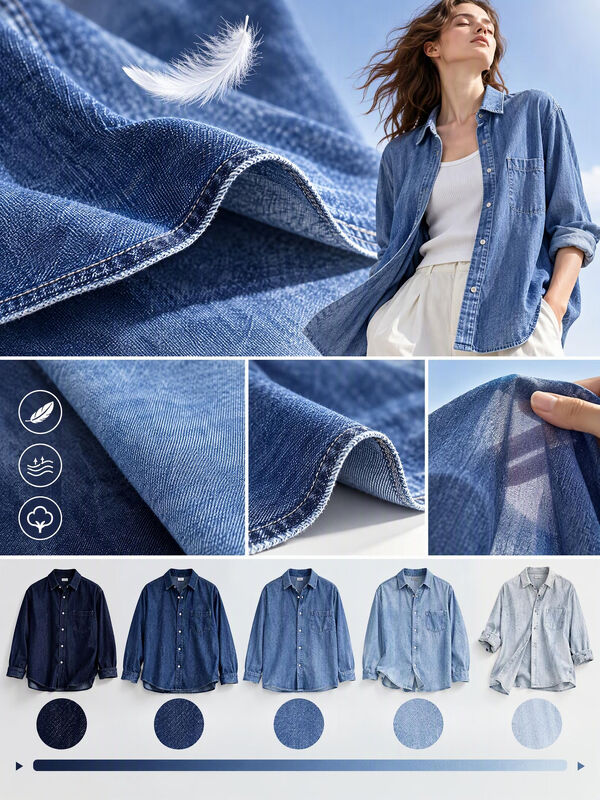 7.7oz Lightweight Dark Blue Denim Fabric | 12S×12S 3/1Z Twill Denim for Jacket & Shirt TL8210-18QTS