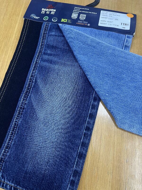 11.3oz Dark Blue+Blue All Cotton Denim | 7S×10S Siro Spun 3/1Z Twill Denim for Branded Pants TL11628-3G