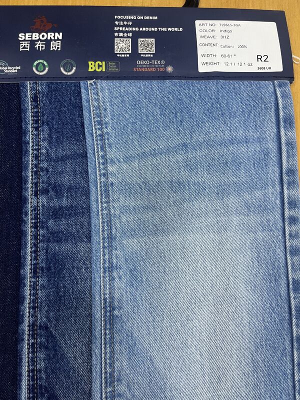 12.1oz Indigo All Cotton Denim | 7S×6S Siro Spun 3/1Z Twill Denim for Branded Pants TL9615-3GA
